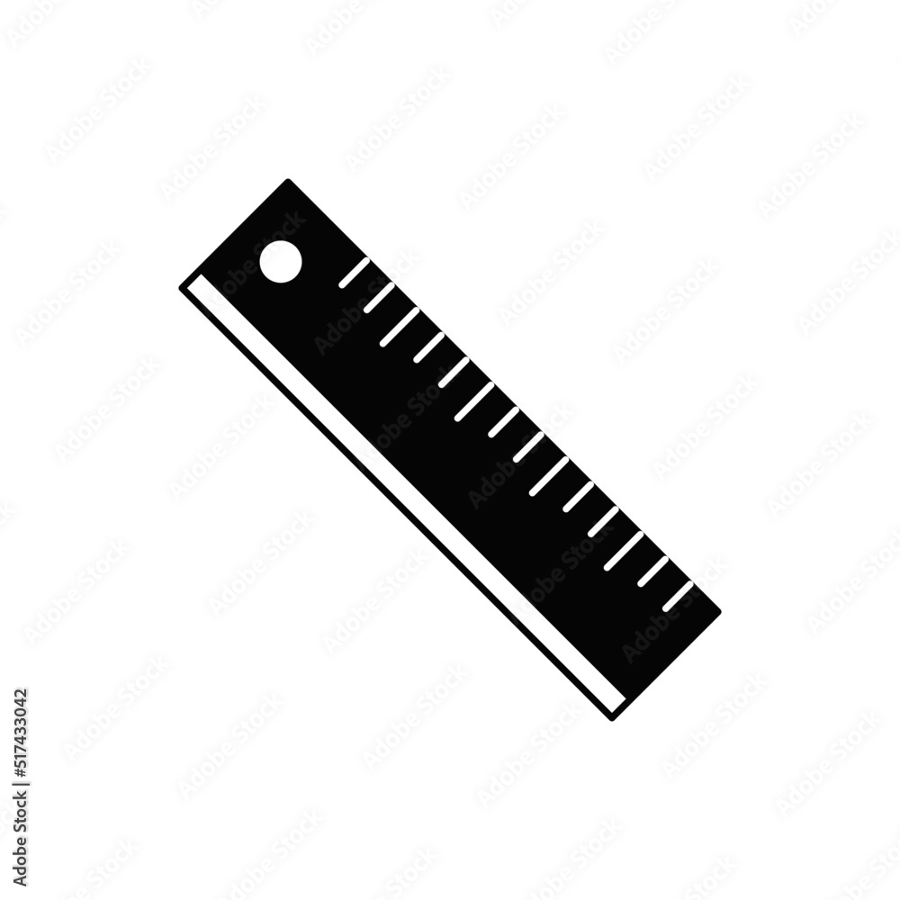 Ruler tool, stationery icon in black flat glyph, filled style isolated on white background Ruler tool, stationery icon in black flat glyph, filled style isolated on white background
