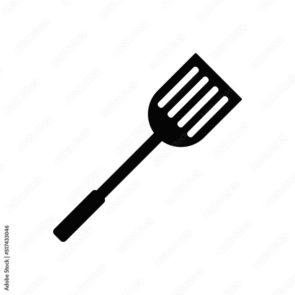 Spatula icon in black flat glyph, filled style isolated on white background Spatula icon in black flat glyph, filled style isolated on white background