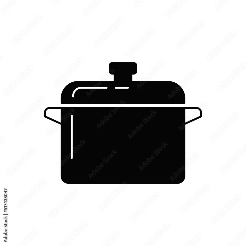 Casserole icon in black flat glyph, filled style isolated on white background Casserole icon in black flat glyph, filled style isolated on white background