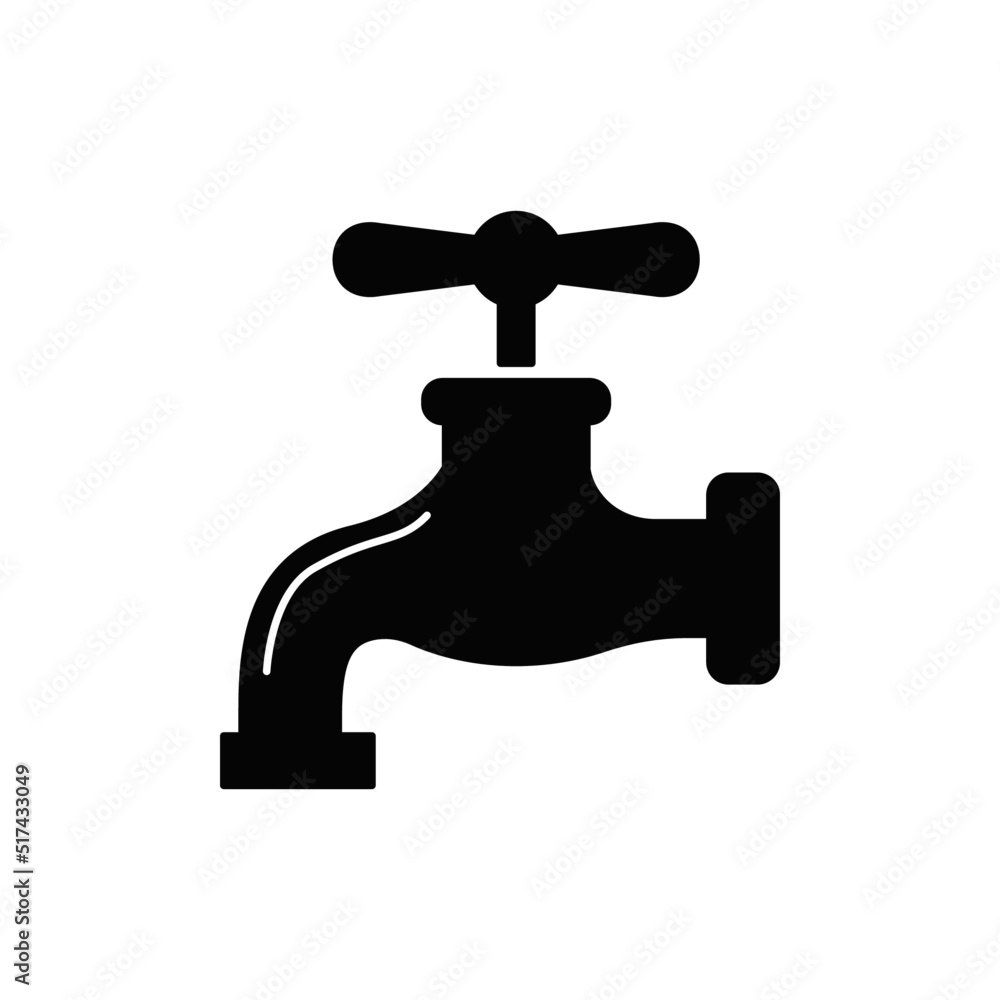 Water Faucet icon in black flat glyph, filled style isolated on white background Water Faucet icon in black flat glyph, filled style isolated on white background