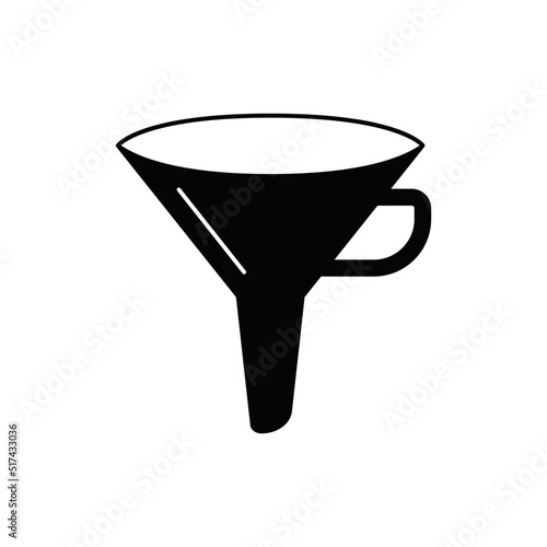 funnel icon in black flat glyph, filled style isolated on white background