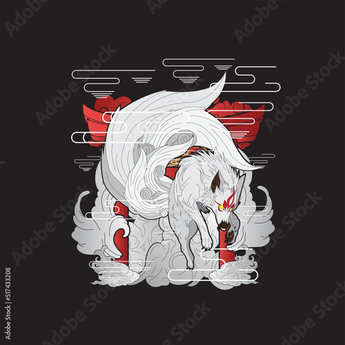 fox illustration with japanese style for kaijune event