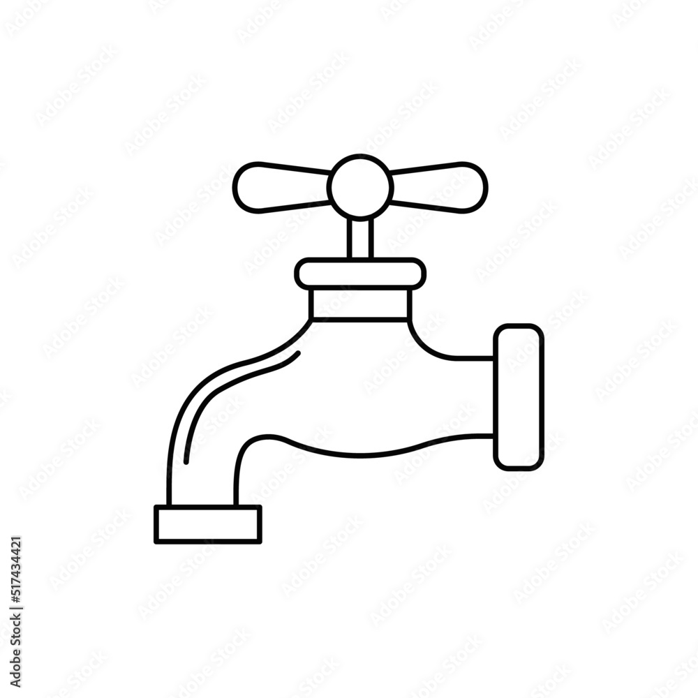 Water Faucet icon in line style icon, isolated on white background Water Faucet icon in line style icon, isolated on white background