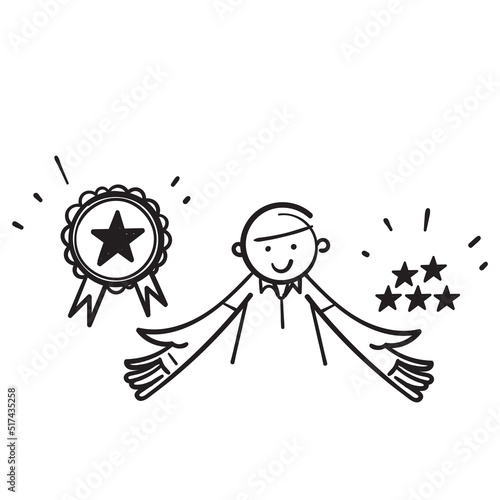 hand drawn doodle star comparison symbol for quality vs quantity sign illustration icon