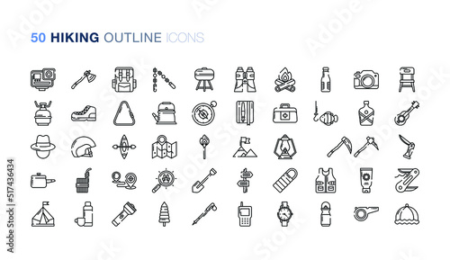 Hiking Outline icon set