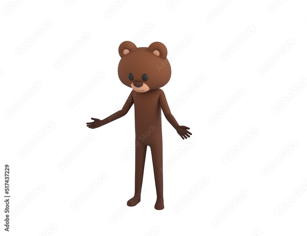 Fototapeta premium Bear character Unhappy sad disappointed in 3d rendering.
