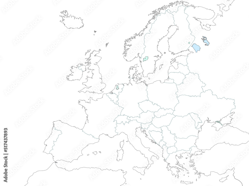 High quality map Europe with borders of the regions
