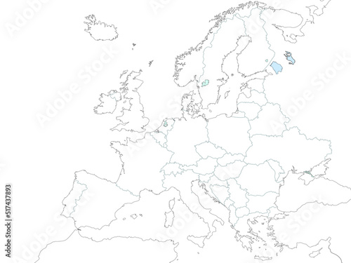 High quality map Europe with borders of the regions 