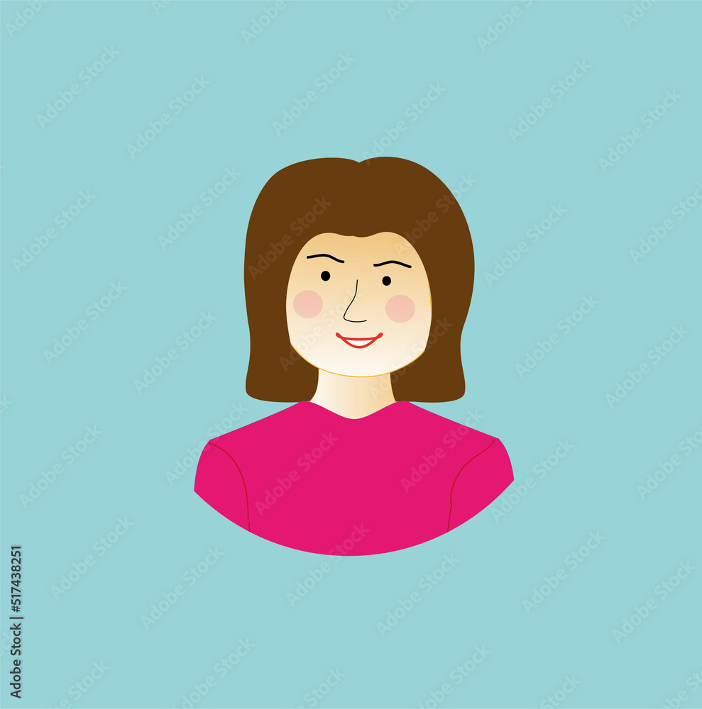 portrait of a beautiful girl on a turquoise background, a woman smiling, cheerful, drawing, illustration, avatar portrait of a beautiful girl on a turquoise background, a woman smiling, cheerful, drawing, illustration, avatar