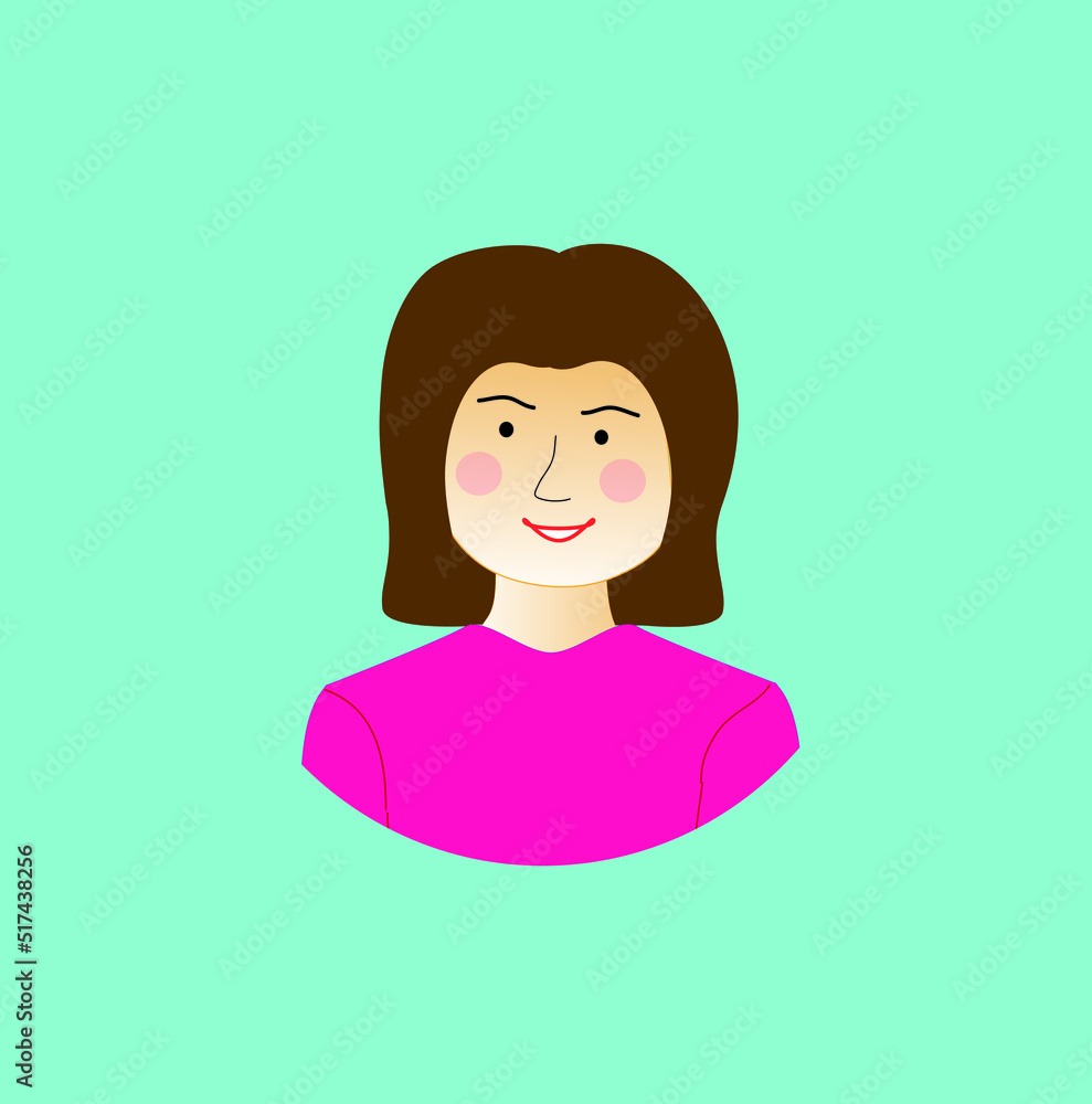 portrait of a beautiful girl on a turquoise background, a woman smiling, cheerful, drawing, illustration, avatar portrait of a beautiful girl on a turquoise background, a woman smiling, cheerful, drawing, illustration, avatar