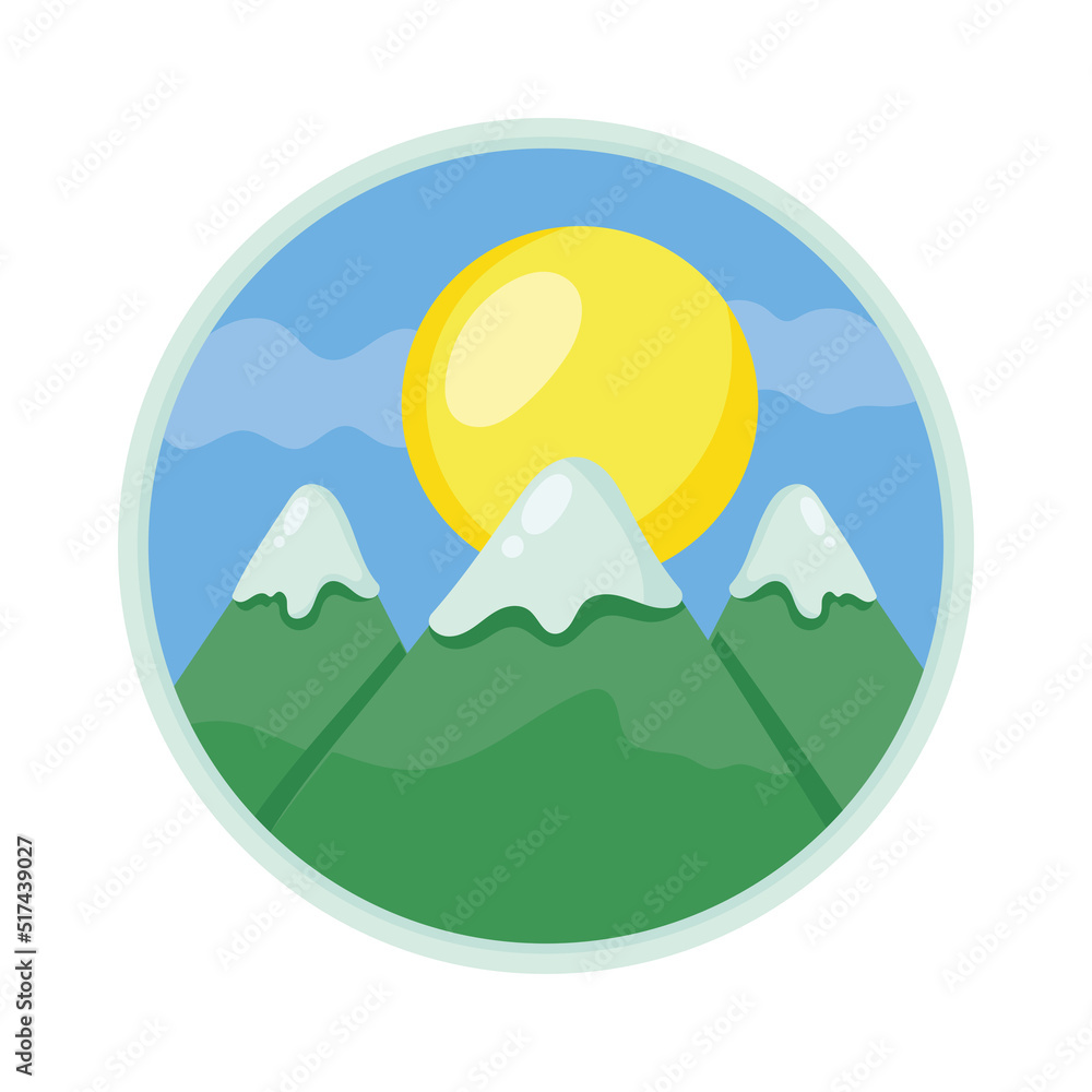 mountains and sun badge