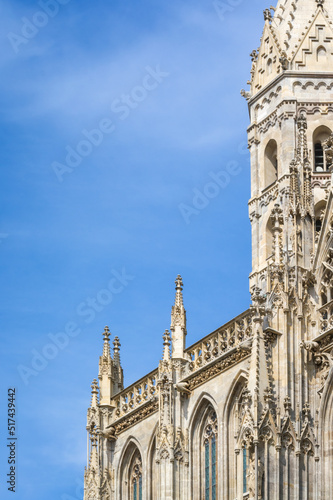 Background with blue sky and part of the tower of St. Stephen's Cathedral in Vienna