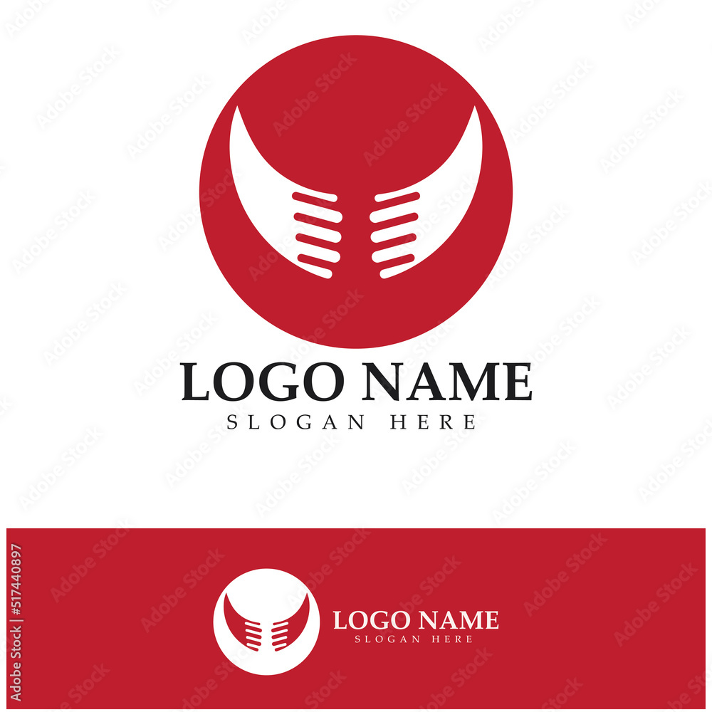 Fototapeta premium Devil horn vector icon logo design illustration template