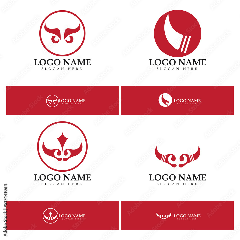 Fototapeta premium Devil horn vector icon logo design illustration template