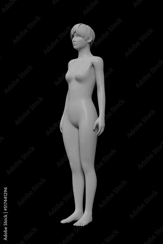 Naklejka premium Woman, Human Female Body, 3D, isolated on Black background