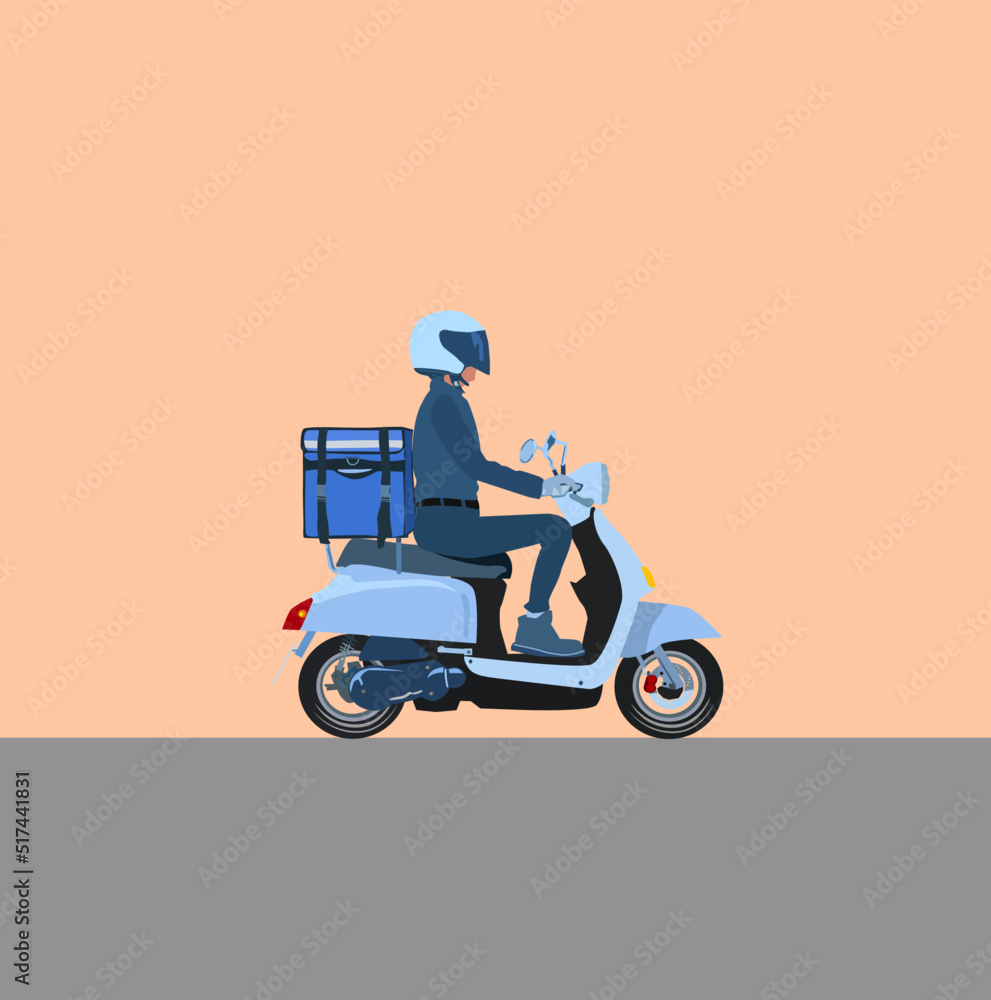 Scooter delivery man. Vector illustration Scooter delivery man. Vector illustration