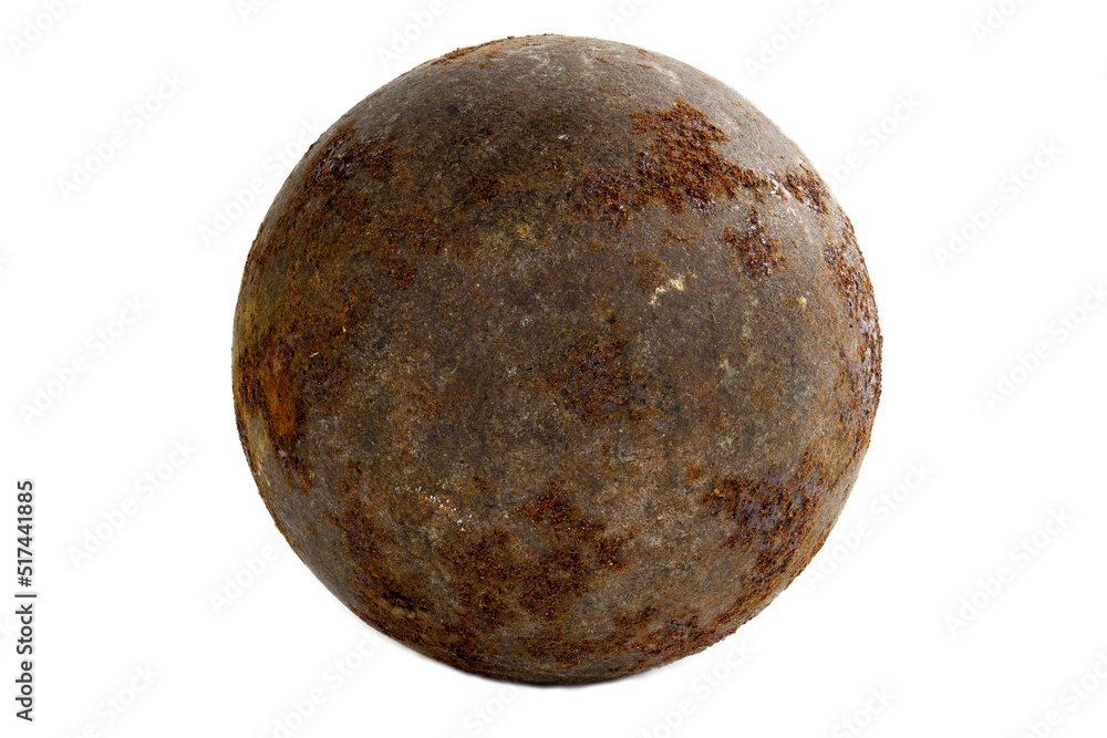 Iron metal ball on a white background Iron metal ball on a white background