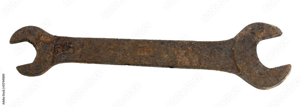 Old wrench on a white background Old wrench on a white background