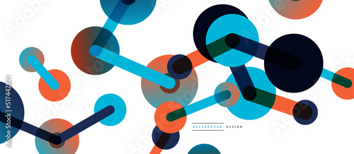 Abstract background. Round dots connected by lines. Trendy techno business template for wallpaper, banner, background or landing