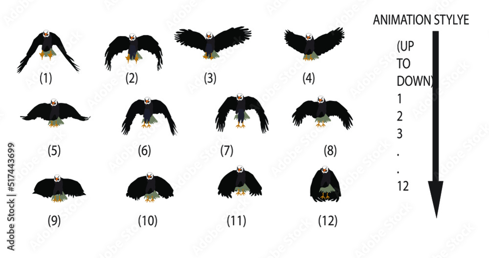 Image sequence of  Eagle for animation.