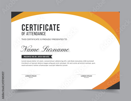 Modern Certificate Template Vector Design Layout for Print, Elegant Blank Certificate for  Diploma, Graduation, Achievement, Award, Attendance, Abstract Vector Illustration