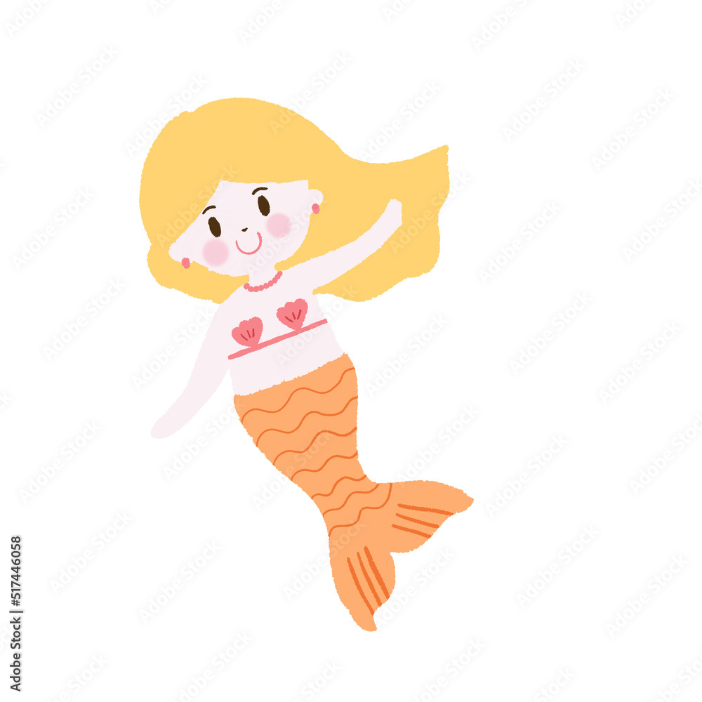 Mermaid girl jumping in the air