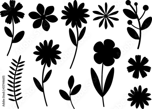Summer flowers silhouette vector illustration