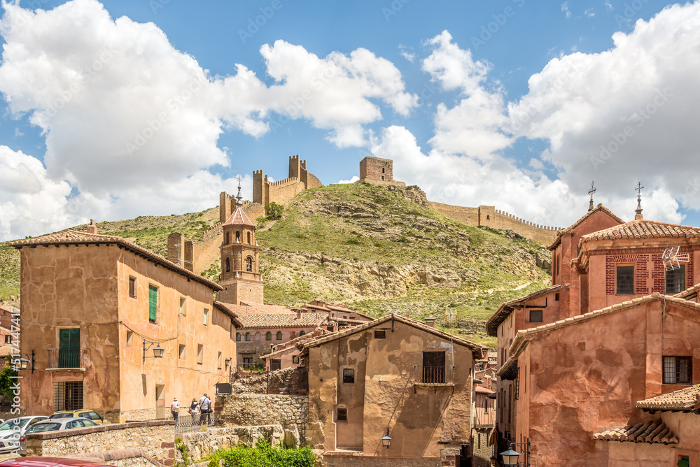 View at Albarracin town with city wall - Spain