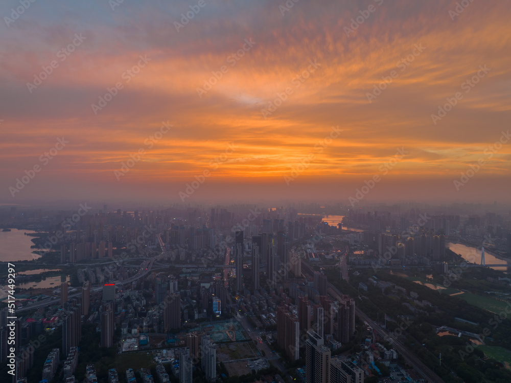 Fototapeta premium Hubei Wuhan Summer Urban Skyline Aerial photography scenery