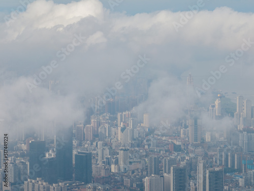 Hubei Wuhan Summer Urban Skyline Aerial photography scenery