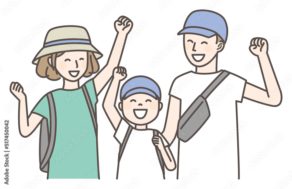 illustration of family going out together