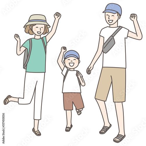 illustration of family going out together