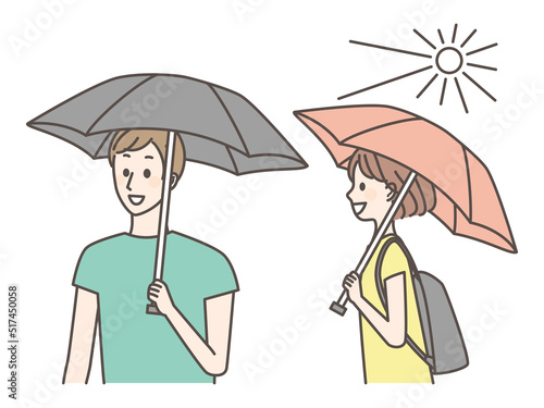 illustration of two people having UV umbrella
