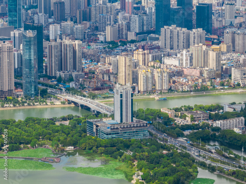 Hubei Wuhan Summer Urban Skyline Aerial photography scenery