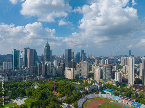 Hubei Wuhan Summer Urban Skyline Aerial photography scenery