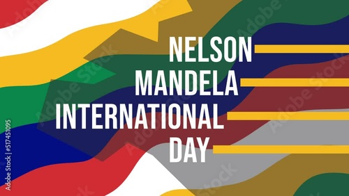 Nelson Mandela international day text with colorful background for nelson mandela day. photo