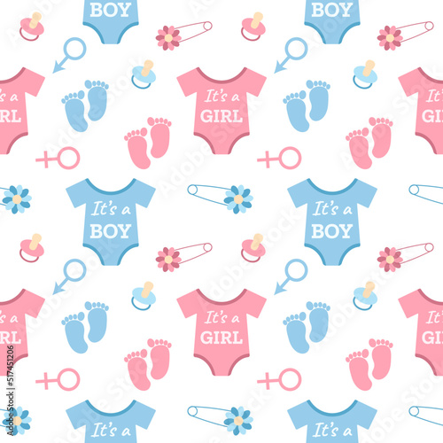 Girl or boy. Gender party. Seamless pattern for printing on fabric or paper.