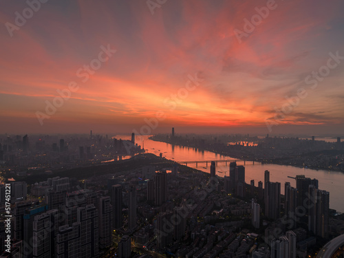 Hubei Wuhan Summer Urban Skyline Aerial photography scenery