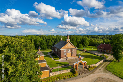 Aerial summer beautiful view of Labanoras Church, Lithuania photo