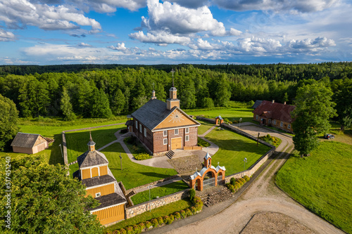 Aerial summer beautiful view of Labanoras Church, Lithuania photo