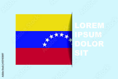 Half Venezuela flag vector with copy space, country flag with shadow style, horizontal slide effect, Venezuela icon design asset, text area, simple flat design
