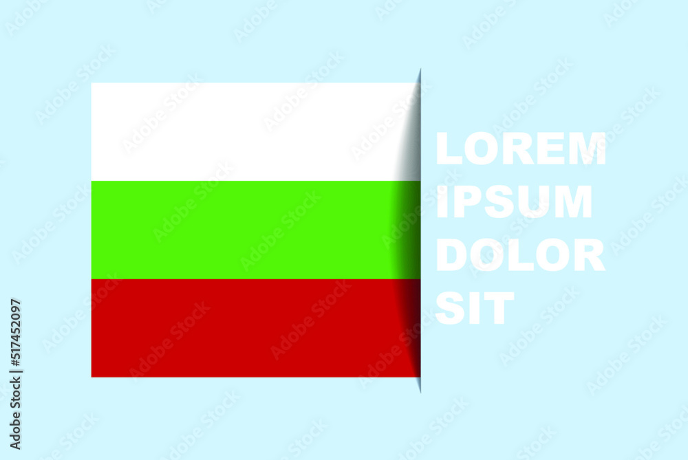 Half Bulgaria flag vector with copy space, country flag with shadow style, horizontal slide effect, Bulgaria icon design asset, text area, simple flat design Half Bulgaria flag vector with copy space, country flag with shadow style, horizontal slide effect, Bulgaria icon design asset, text area, simple flat design