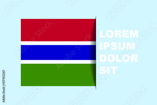 Free Download Half Gambia flag vector with copy space, country flag with shadow style, horizontal slide effect, Gambia icon design asset, text area, simple flat design - GFXLoad