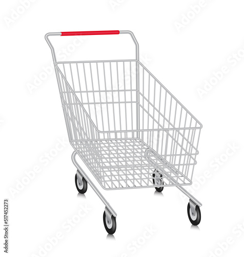 empty shopping cart side view place on a white background for designing various shopping promotions,vector 3d isolated