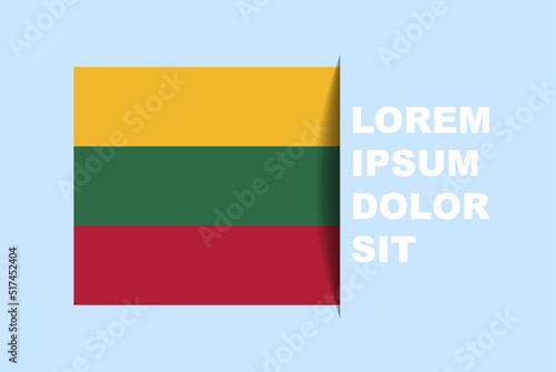 Half Lithuania flag vector with copy space, country flag with shadow style, horizontal slide effect, Lithuania icon design asset, text area, simple flat design