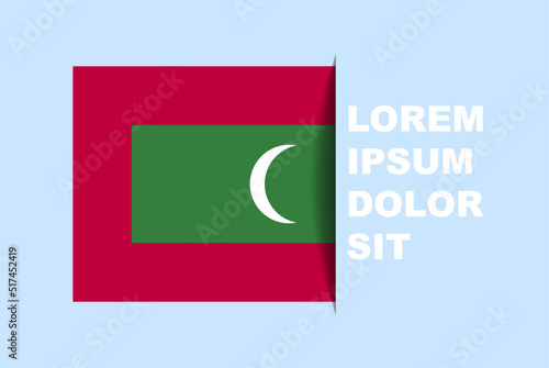 Free Download Half Maldives flag vector with copy space, country flag with shadow style, horizontal slide effect, Maldives icon design asset, text area, simple flat design - GFXLoad
