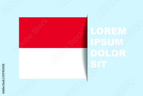 Free Download Half Monaco flag vector with copy space, country flag with shadow style, horizontal slide effect, Monaco icon design asset, text area, simple flat design - GFXLoad