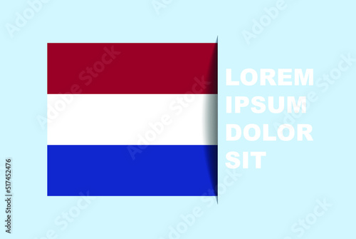Free Download Half Netherlands flag vector with copy space, country flag with shadow style, horizontal slide effect, Netherlands icon design asset, text area, simple flat design - GFXLoad