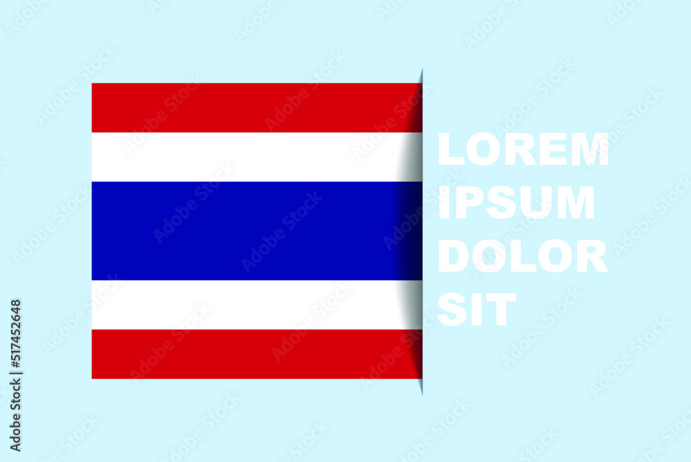 Half Thailand flag vector with copy space, country flag with shadow style, horizontal slide effect, Thailand icon design asset, text area, simple flat design Half Thailand flag vector with copy space, country flag with shadow style, horizontal slide effect, Thailand icon design asset, text area, simple flat design