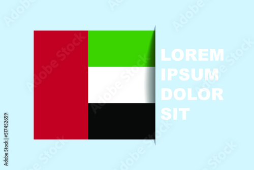 Free Download Half UAE flag vector with copy space, country flag with shadow style, horizontal slide effect, UAE icon design asset, text area, simple flat design - GFXLoad
